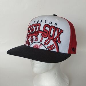 47 Brand Boston RED SOX  Red and Black Men's Snapback Cap. One Size